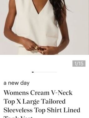 a new day Cream V-Neck Sleeveless Tailored Tank